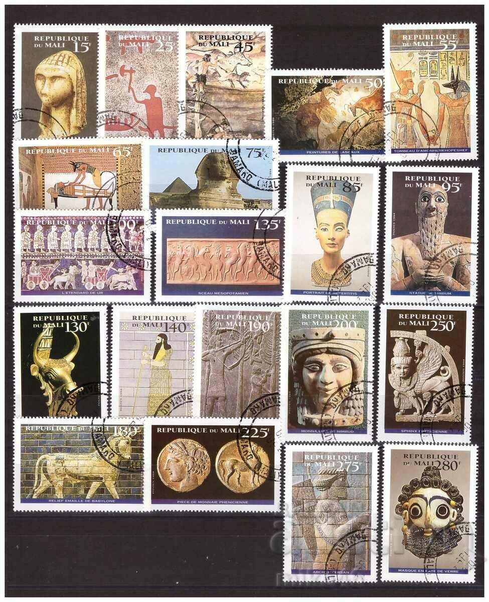 MALI 1994 Ancient Art 20 σειρά γραμματοσήμων με σφραγίδα