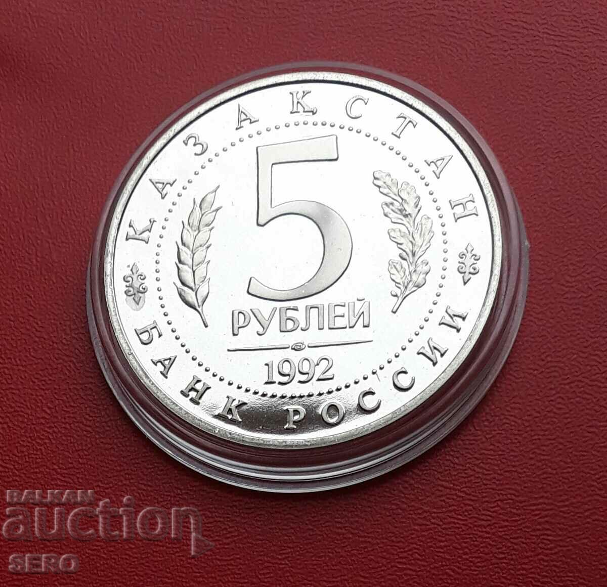 Rusia-5 ruble 1992-oraș Turkestan/Kazahstan/-mat-lucios