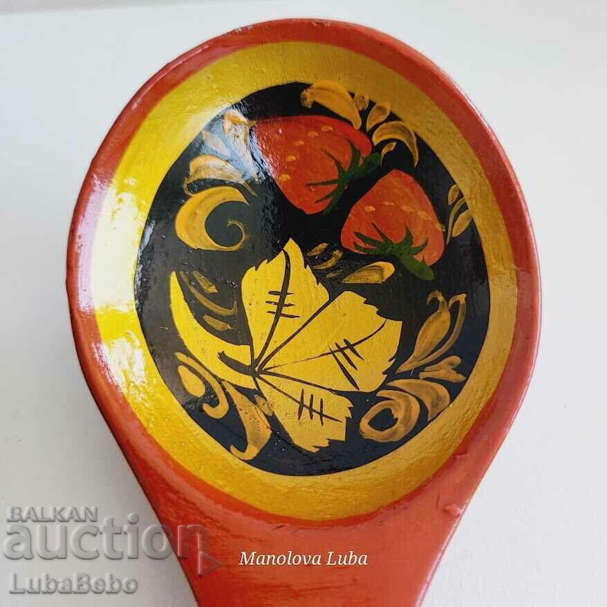 Trei linguri de lemn Khokhloma - 6 Trei linguri de lemn Khokhloma - 6