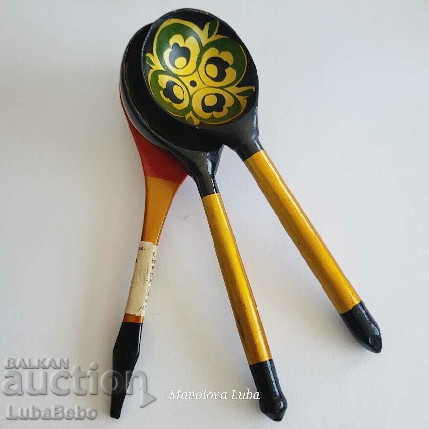 Trei linguri de lemn Khokhloma - 7 Trei linguri de lemn Khokhloma - 7