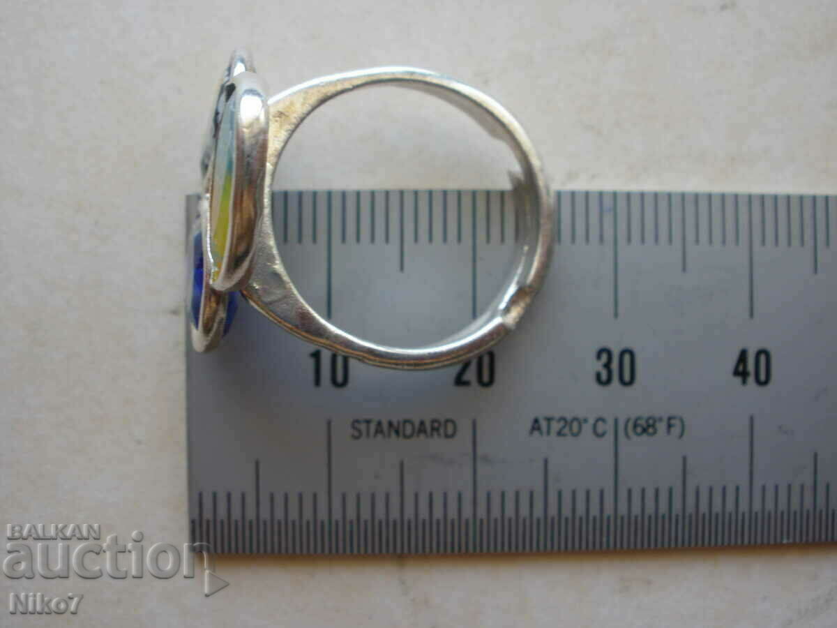 Vintage silver Venetian Murano glass ring. - 7