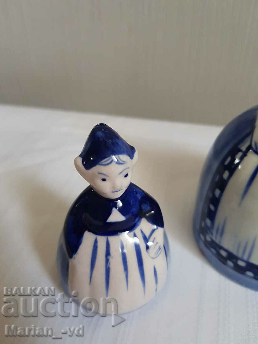 Delivery of Set of old porcelain salt shakers and bell with seals