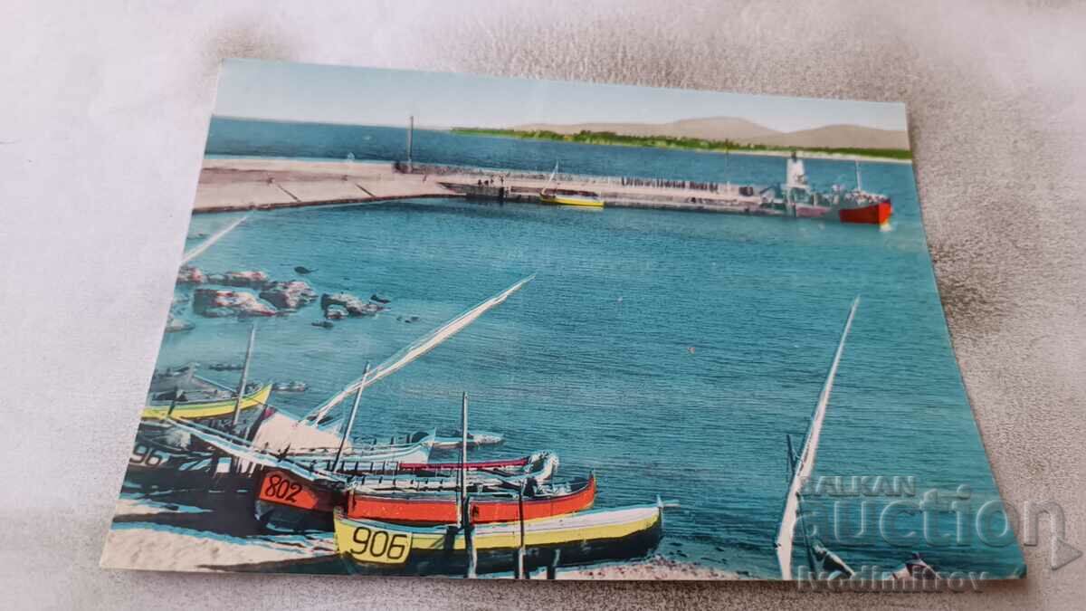 Пощенска картичка Приморско Пристанището 1960