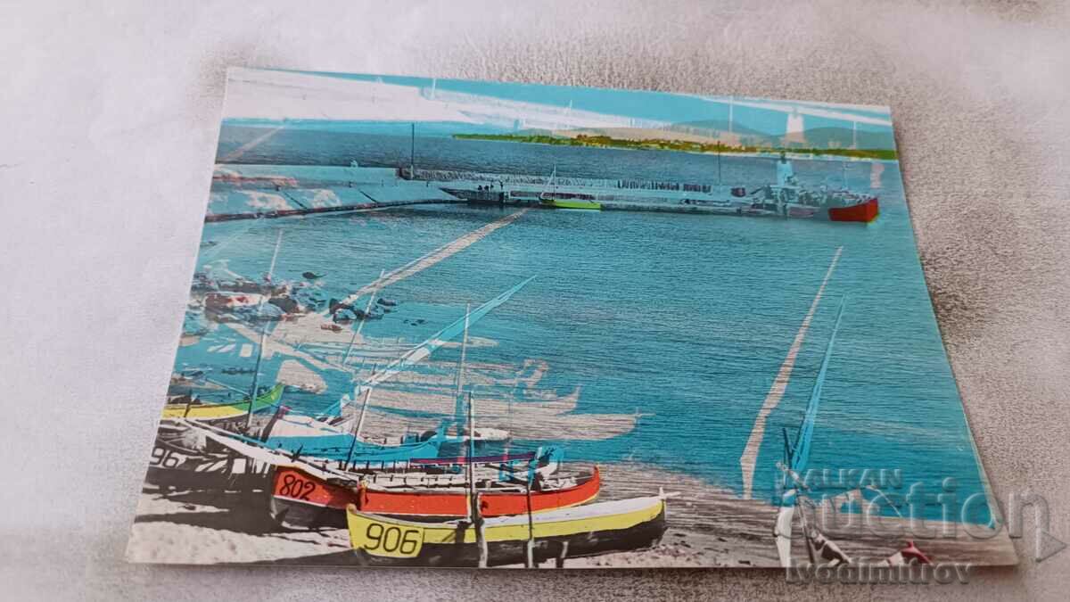 Пощенска картичка Приморско Пристанището 1960
