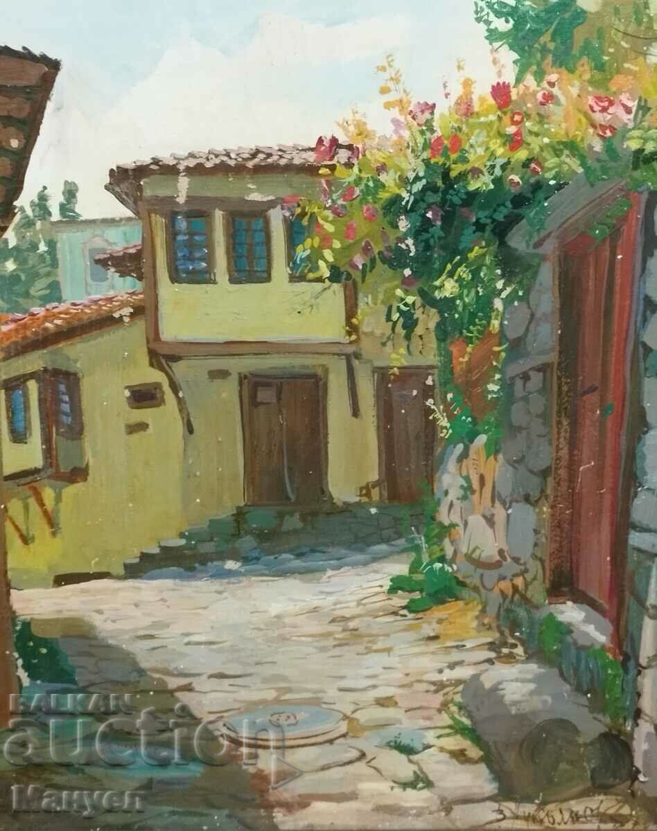 Painting by Victor Lukyanov "Roses behind the fence" - Plovdiv.. - 5 Painting by Victor Lukyanov "Roses behind the fence" - Plovdiv.. - 5