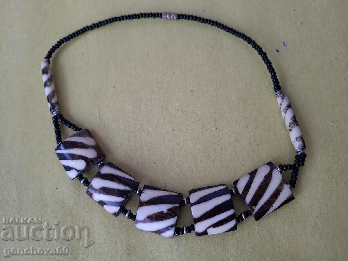 Necklace - bone, African giraffe, batik, beads with price 12.00 BGN | € 6.14 Necklace - bone, African giraffe, batik, beads with price 12.00 BGN | € 6.14