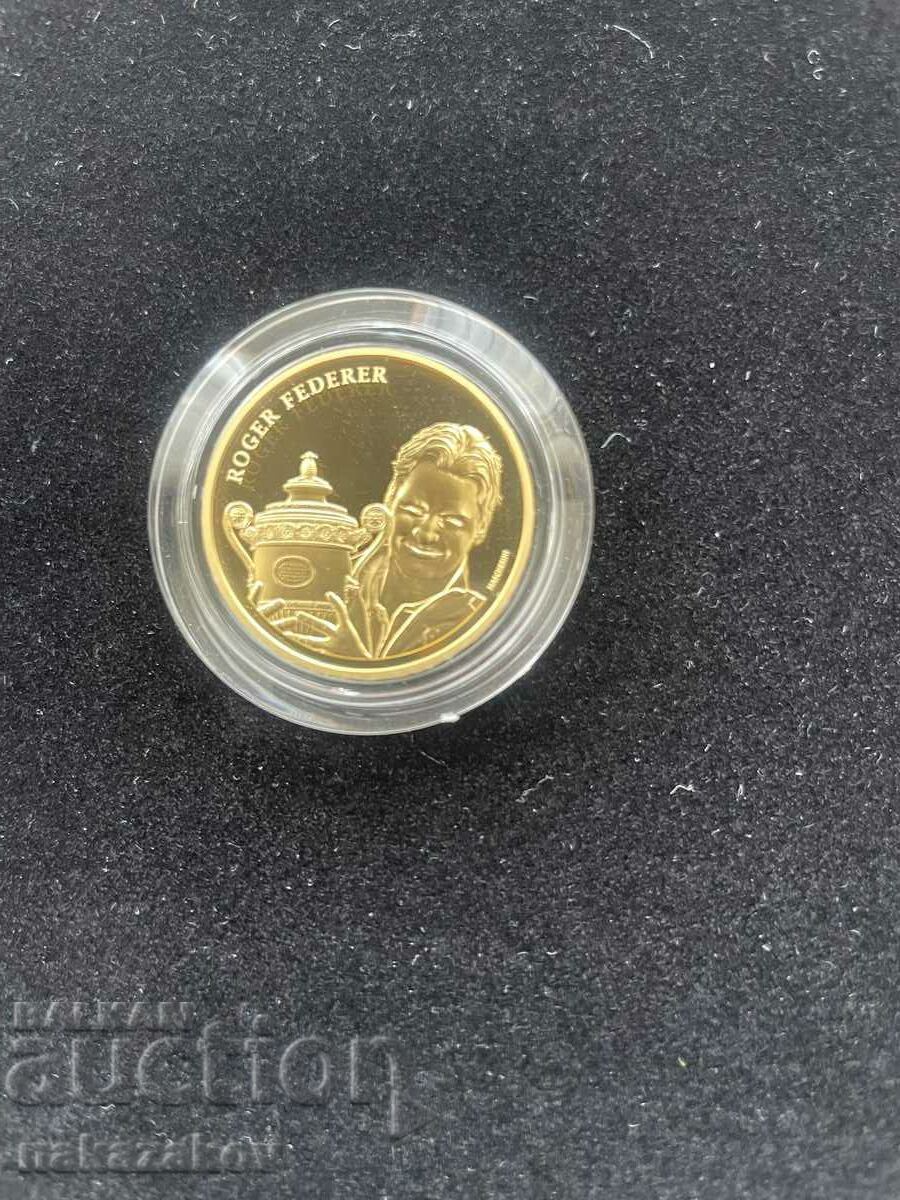 Patru monede de aur elvețiene de 50 de franci Roger Federer.