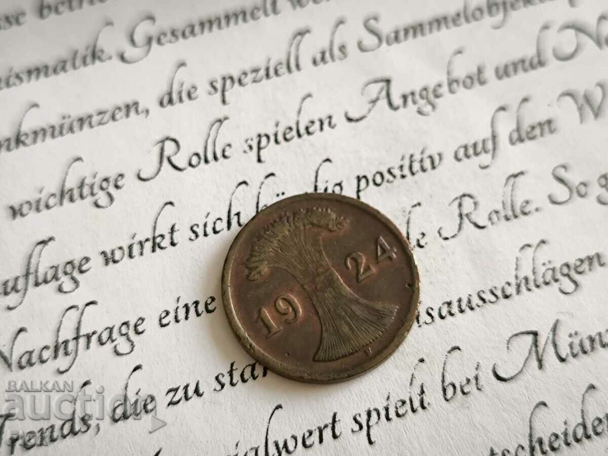 Reich Coin - Germany - 2 Pfennig | 1924; series F with price 3.85 BGN | € 1.97 Reich Coin - Germany - 2 Pfennig | 1924; series F with price 3.85 BGN | € 1.97