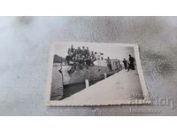 Photo Varna Galata Men on a boat at the pier 1946