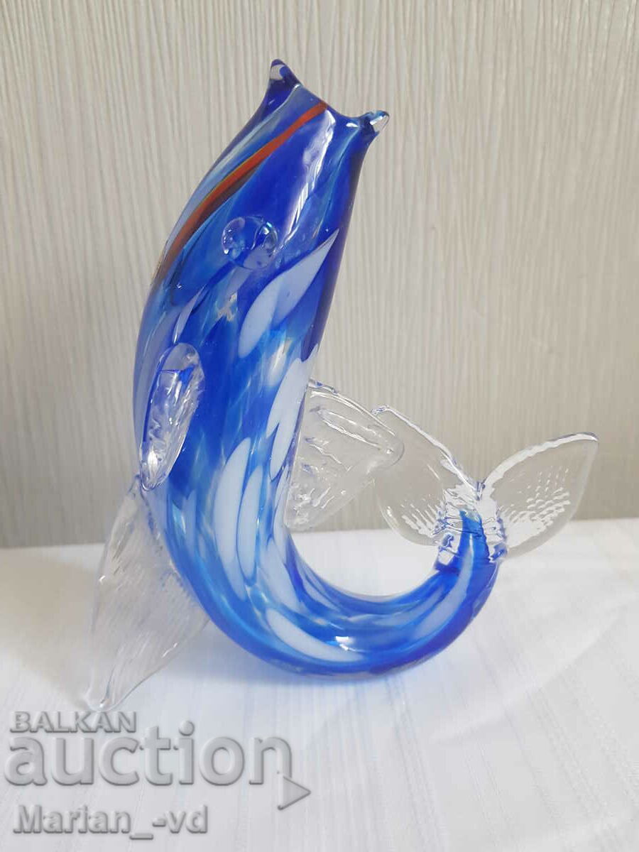 Old glass fish vase