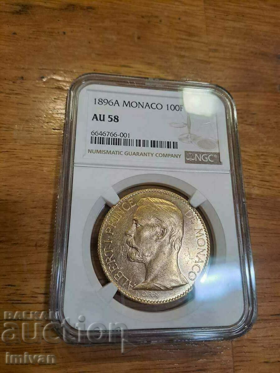 100 ФРАНКА  МОНАКО  NGC AU 58