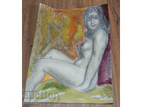 Old Master Painting watercolor erotic nude body