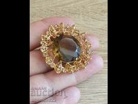 Vintage brooch with natural stone!!!