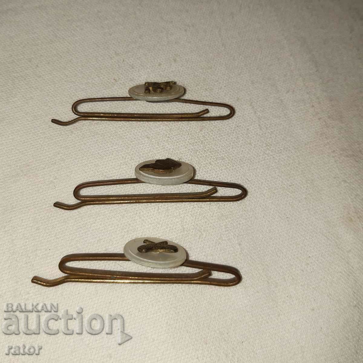 Very old tie clips - mother of pearl, sports motifs - 5 Very old tie clips - mother of pearl, sports motifs - 5