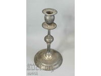 Old metal silver-plated candlestick 21 cm