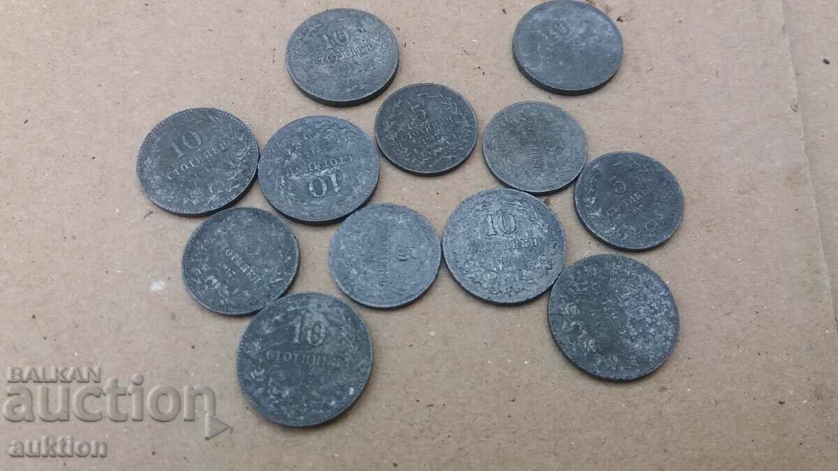 12 NUMBERS OF 5 AND 10 CENT COINS FROM 1917 ZINC
