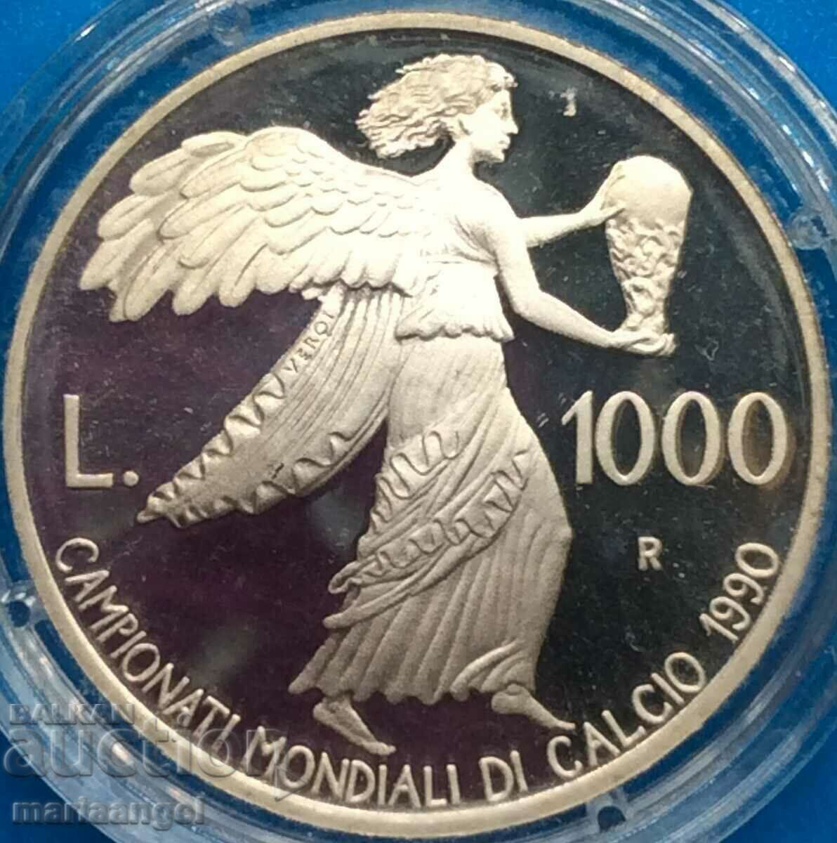 1000 lire 1990 San Marino World Cup Football Silver