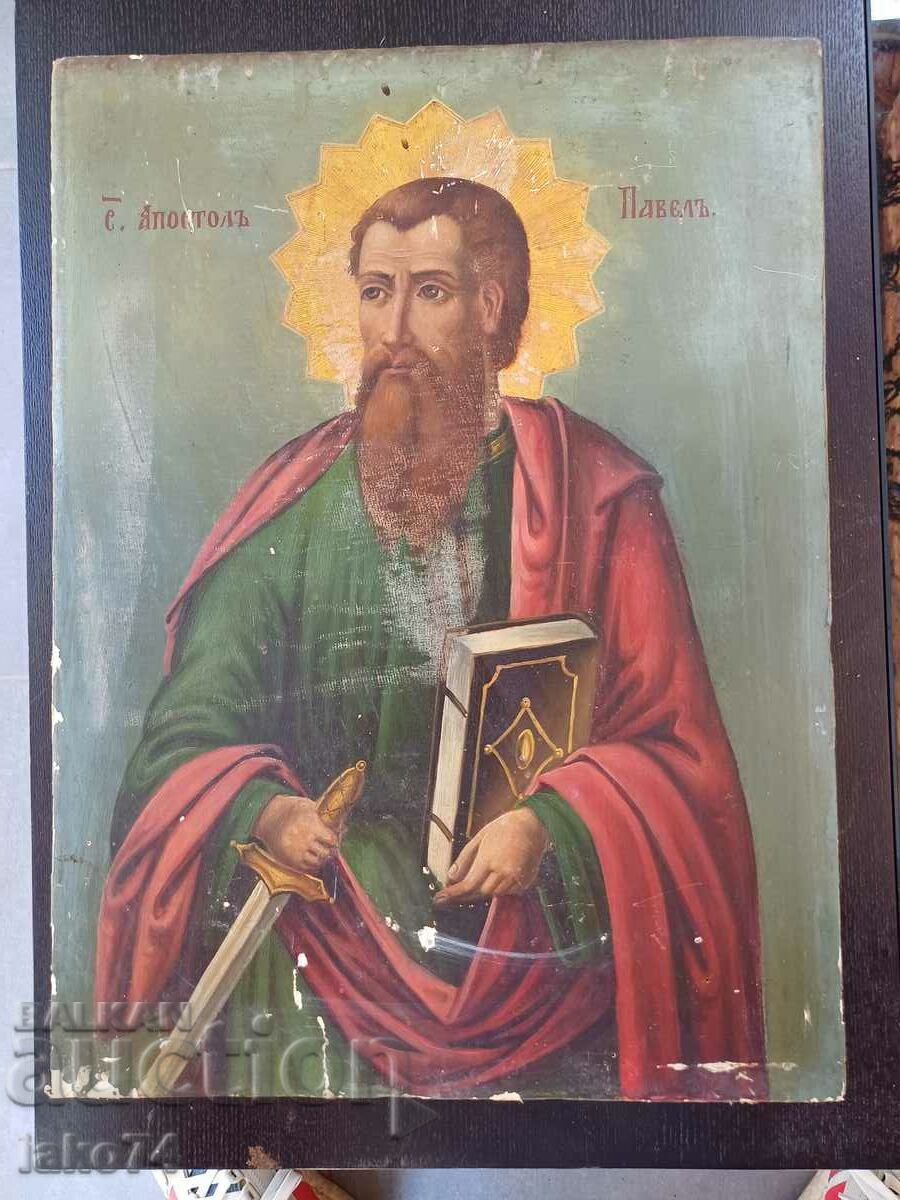 Old icon Apostle Paul 48cm/36cm Painted.
