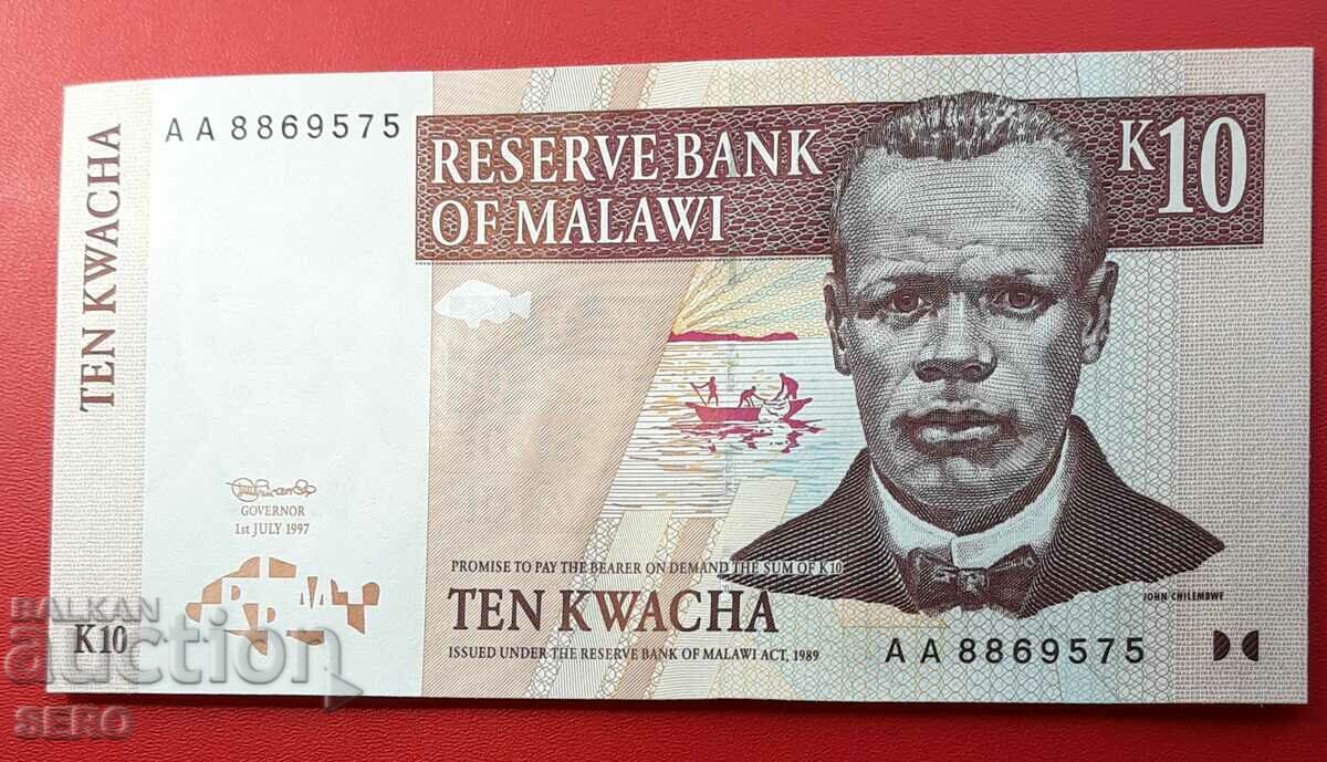 Банкнота-Малави-10 квача 1989