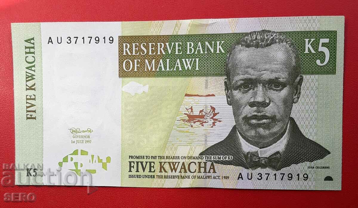 Bancnota-Malawi-5 Kwacha 1989