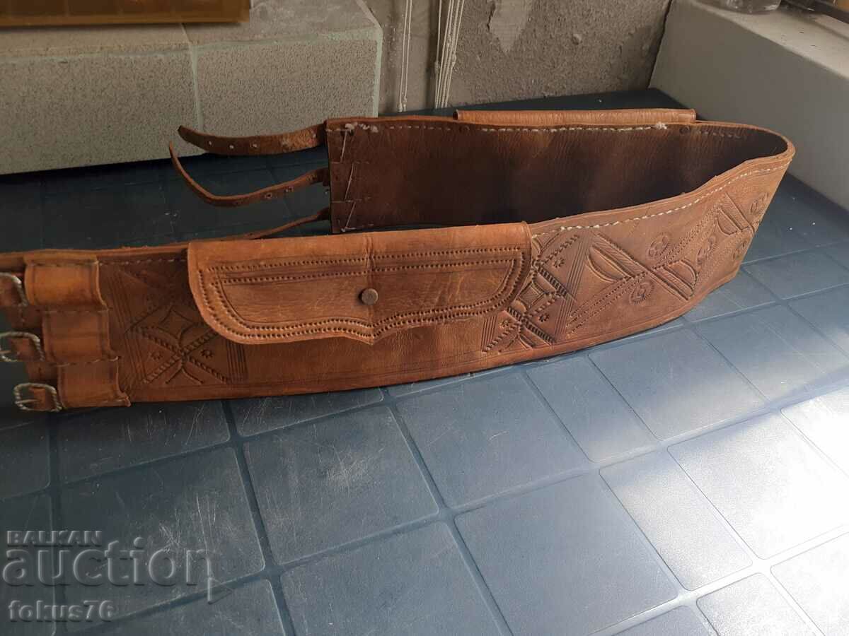 Unique wide hajdushki leather belt with palaski - silyach