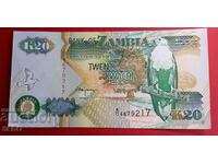 Банкнота-Замбия-20 квача 1992