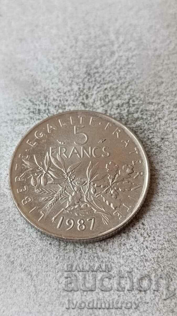 Франция 5 франка 1987