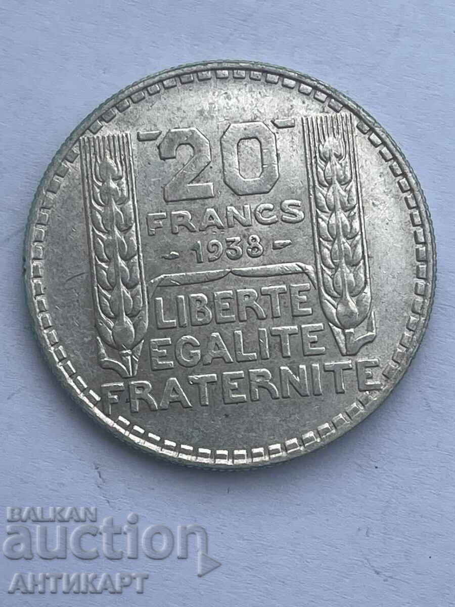 #2 Silver Coin 20 Francs France 1938 Silver