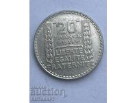 #2 сребърна монета 20 франка Франция 1938 сребро