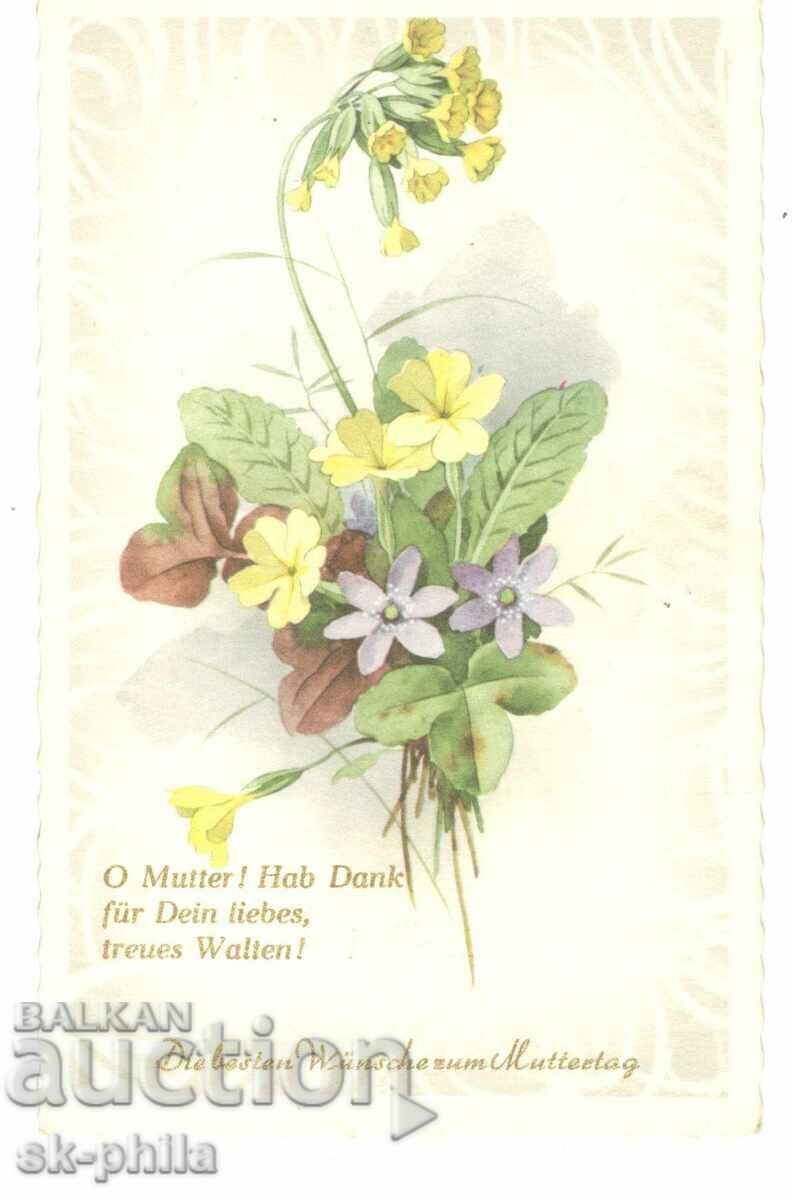 Παλιά κάρτα - Ημέρα της Μητέρας - μπουκέτο primroses