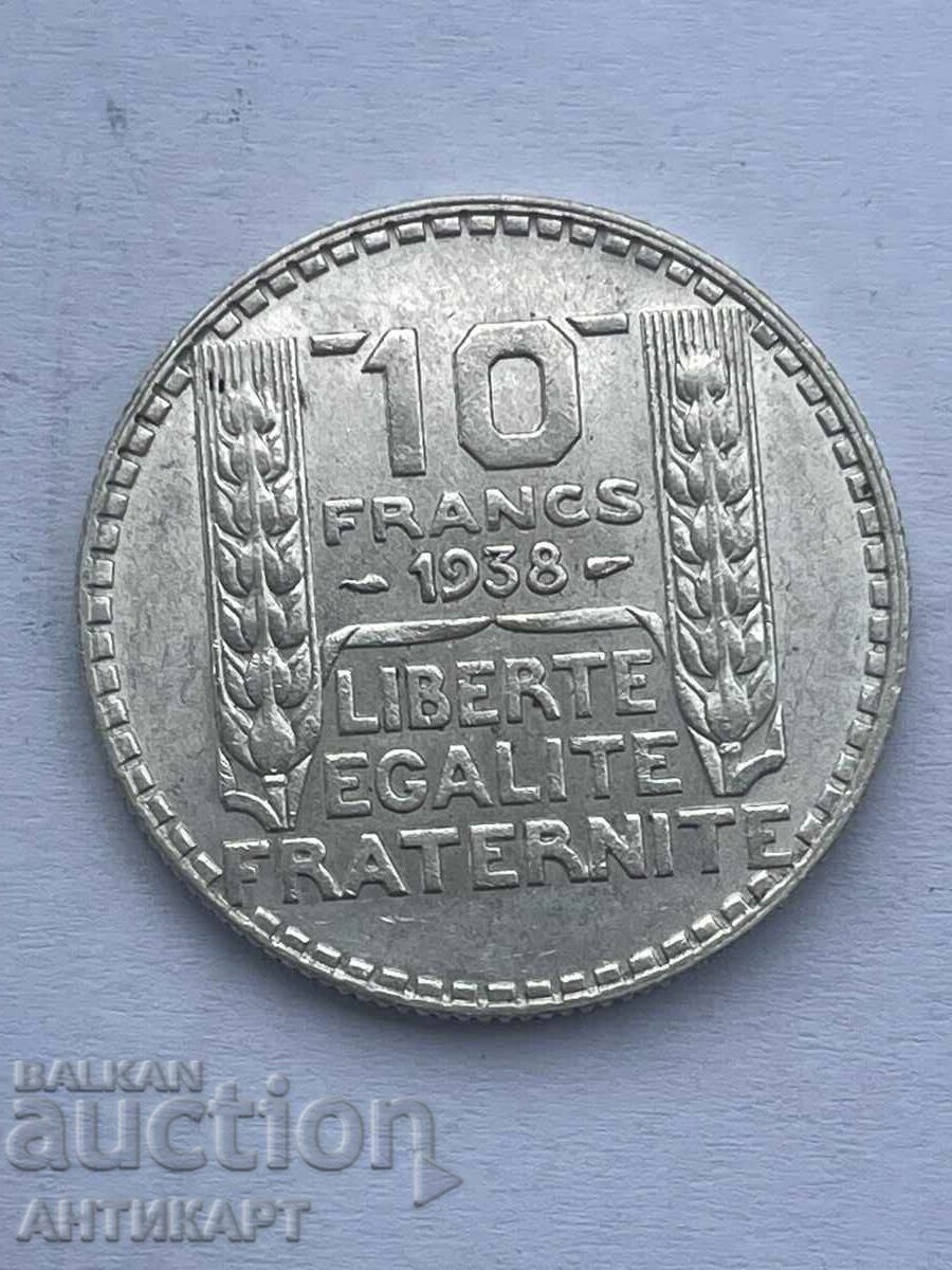 monedă de argint 10 franci Franța 1938 argint