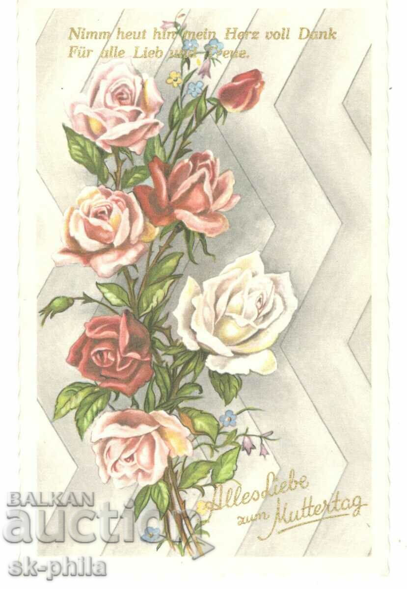 Old card - Mother's Day - bouquet of roses