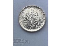 monedă de argint 5 franci Franța 1961 argint