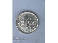 silver coin 5 francs France 1962 silver