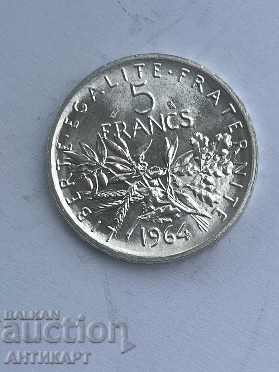 monedă de argint 5 franci Franța 1964 argint