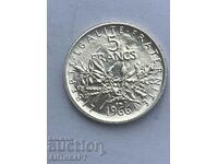 сребърна монета 5 франка Франция 1966 сребро