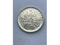 сребърна монета 5 франка Франция 1967 сребро