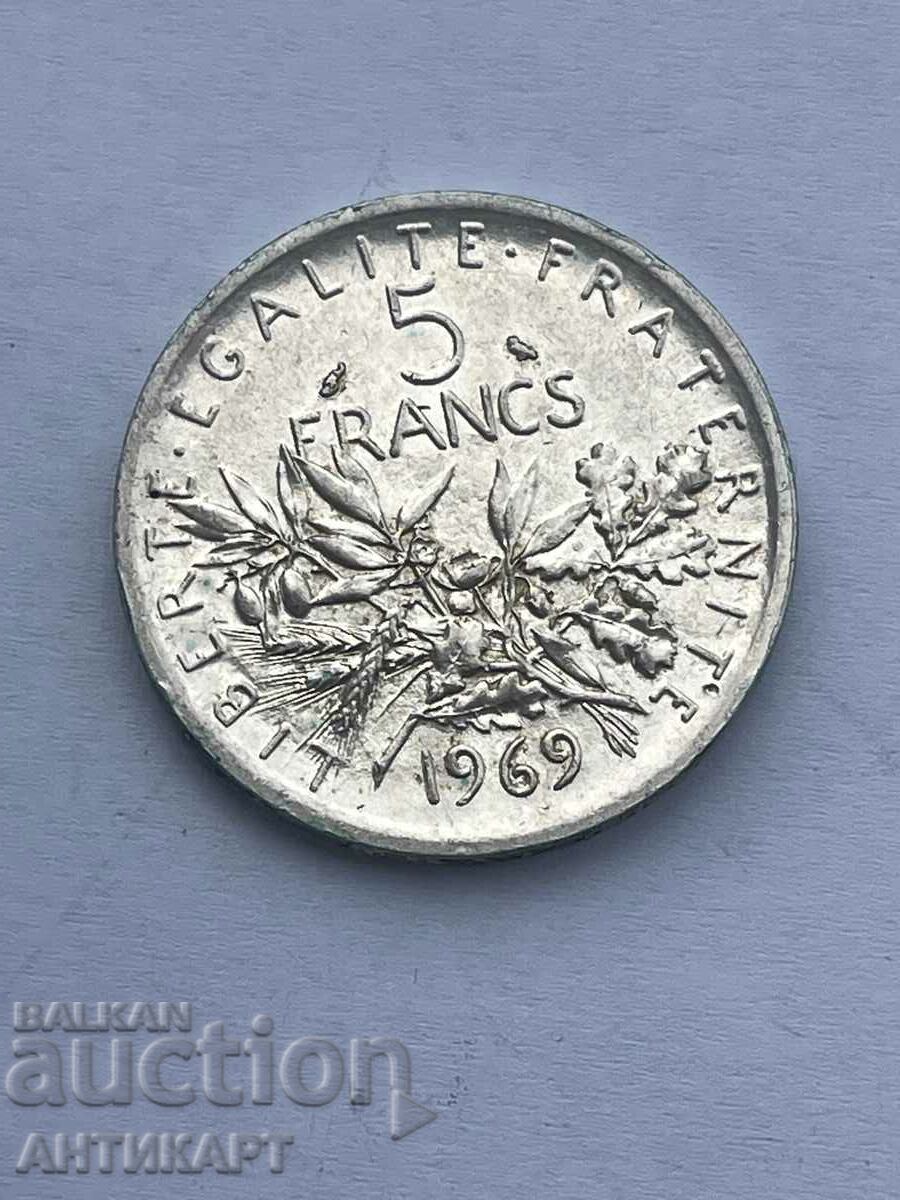 сребърна монета 5 франка Франция 1969 сребро