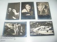 Πέντε παλιές καρτ ποστάλ από το 1920. μαύρο και άσπρο