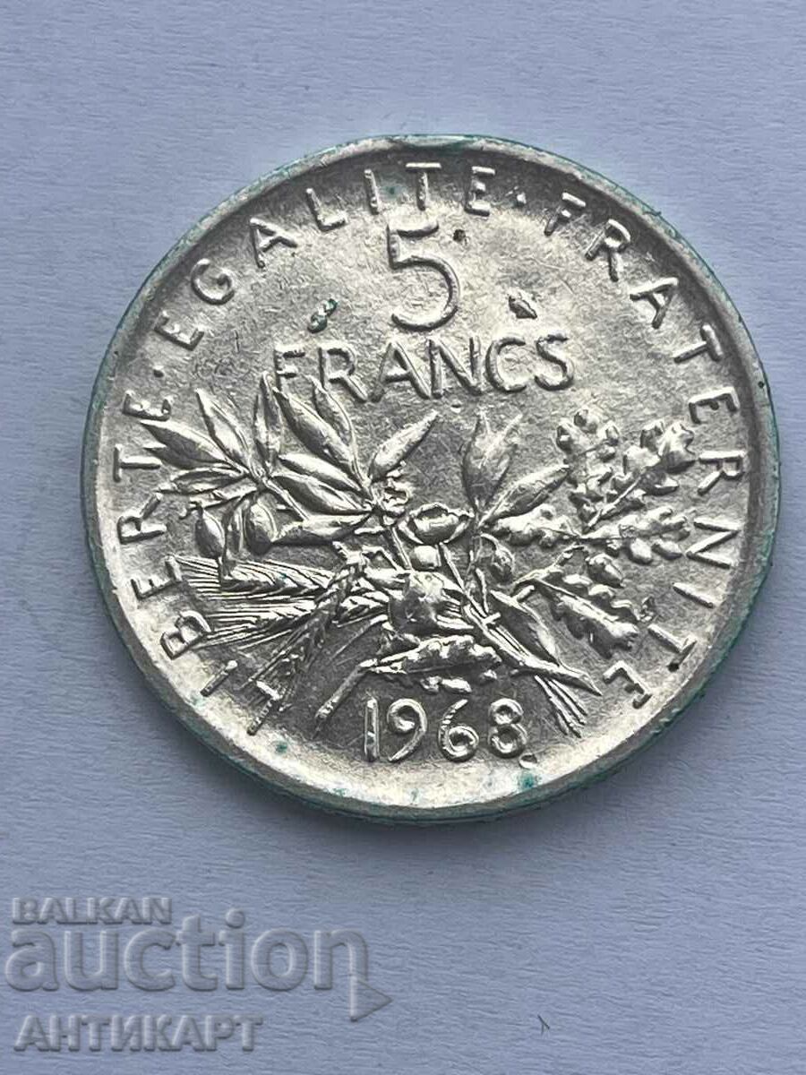monedă de argint 5 franci Franța 1968 argint