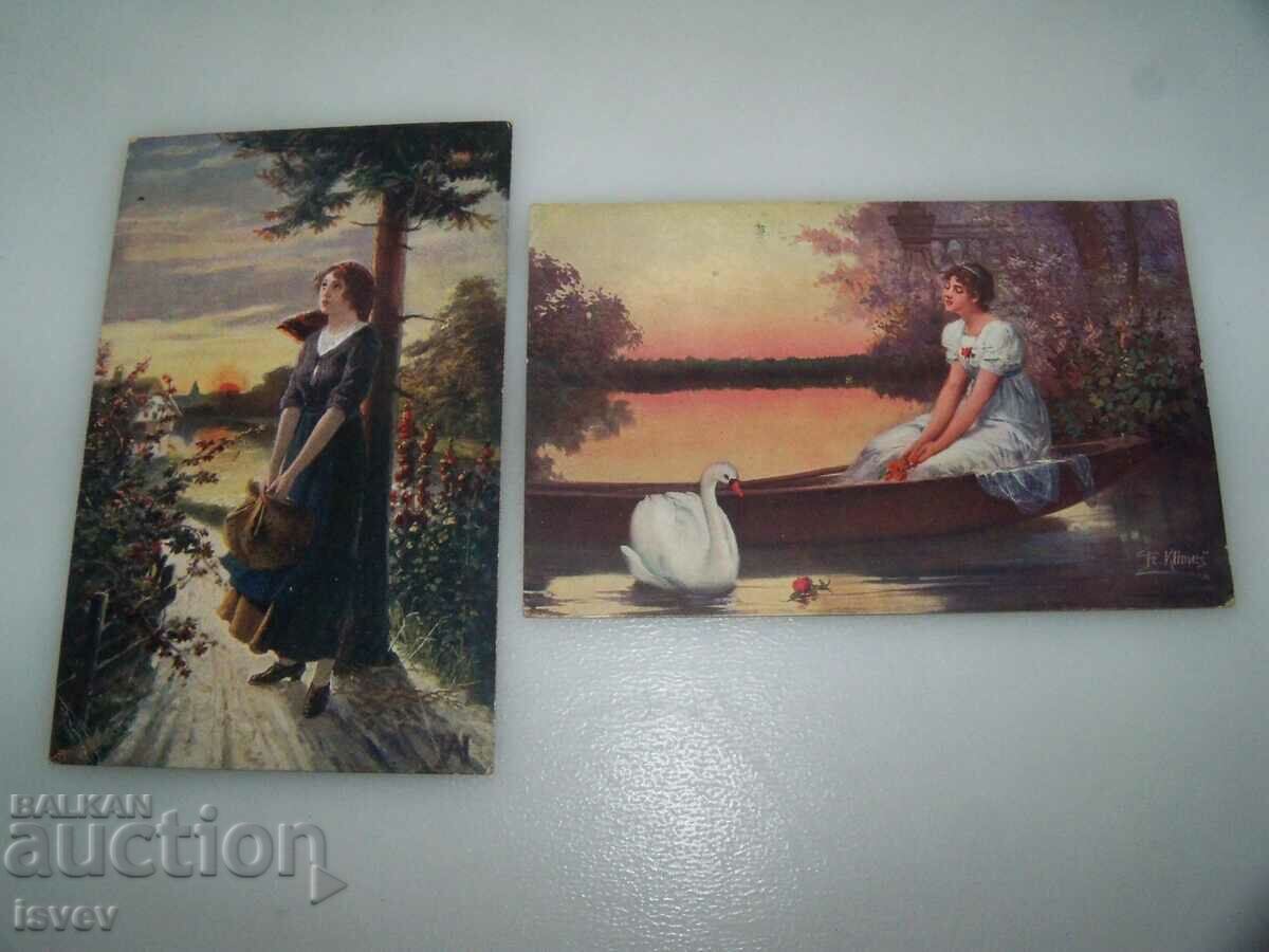 Two old romantic postcards 1918