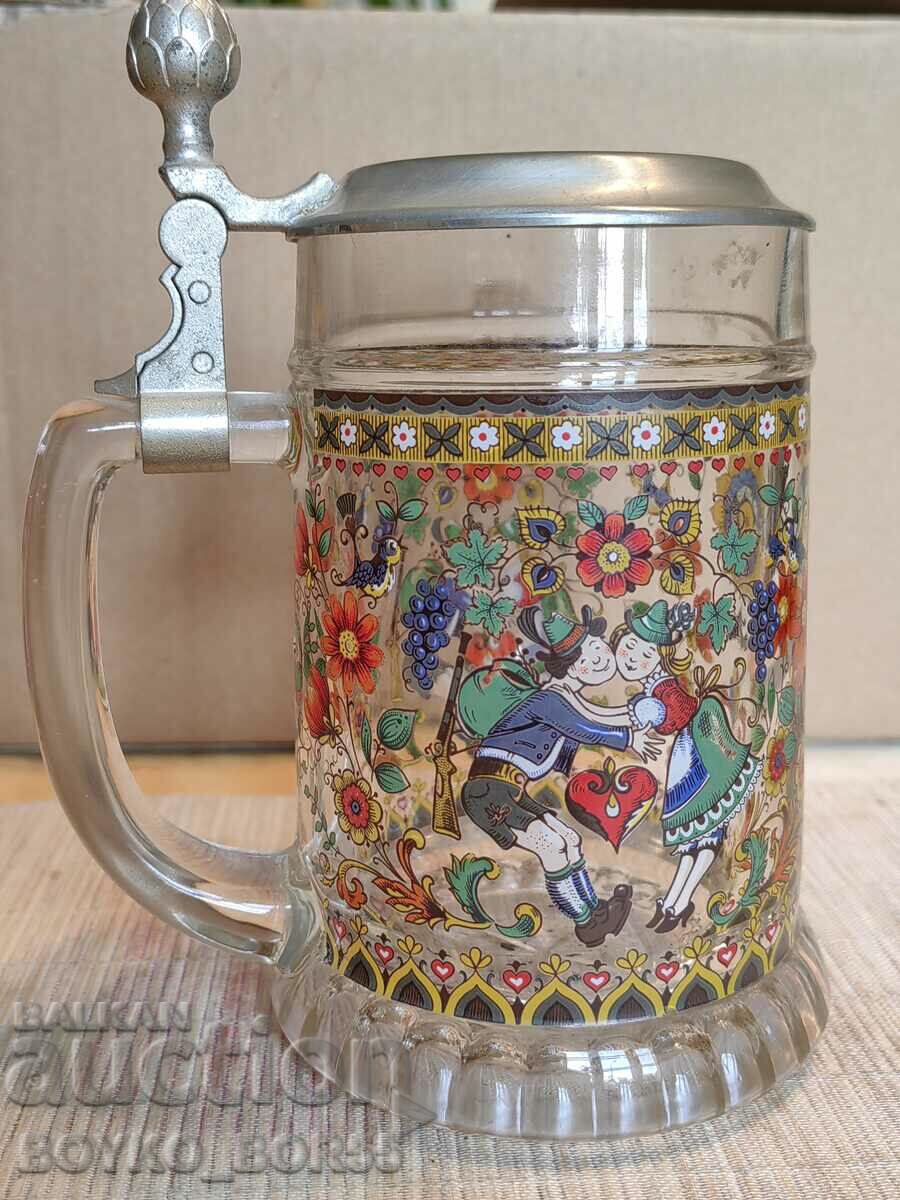 Auction Original Old Glass Beer Mug BMF Auction Original Old Glass Beer Mug BMF