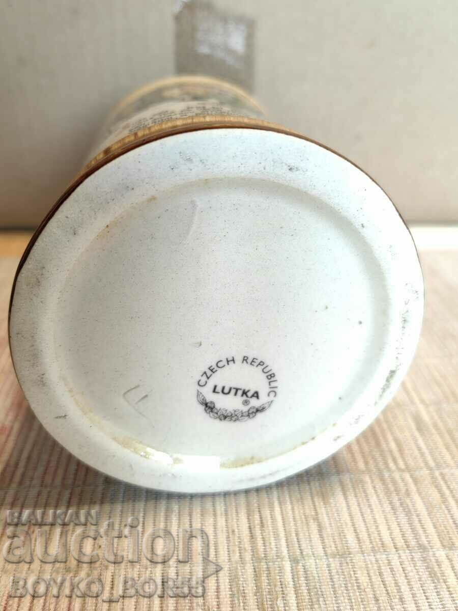 Auction Original Old Czech Porcelain Mug with Stamps Auction Original Old Czech Porcelain Mug with Stamps