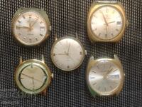 Five automatic gold-plated watches