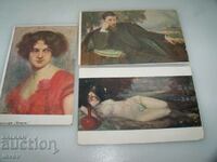 Три стари български пощенски картички изкуство 1910г.