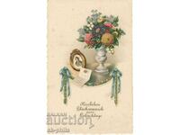 Old card - Greeting - Bouquet of flowers