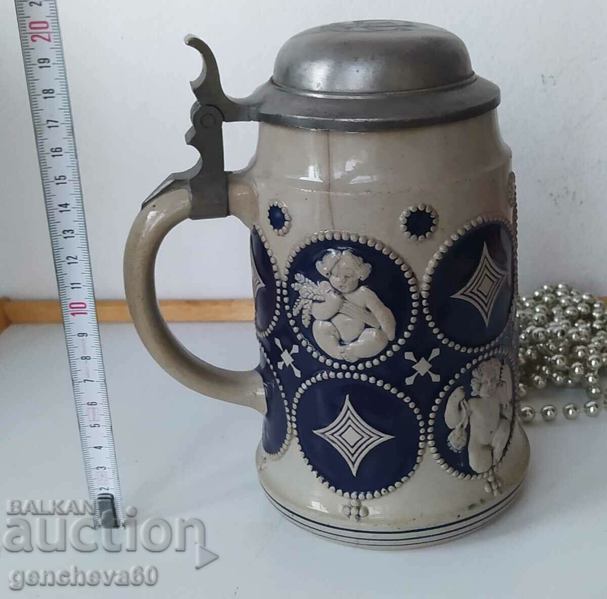 Collectible beer mug 1 liter with initials, markings