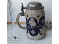 Collectible beer mug 1 liter with initials, markings