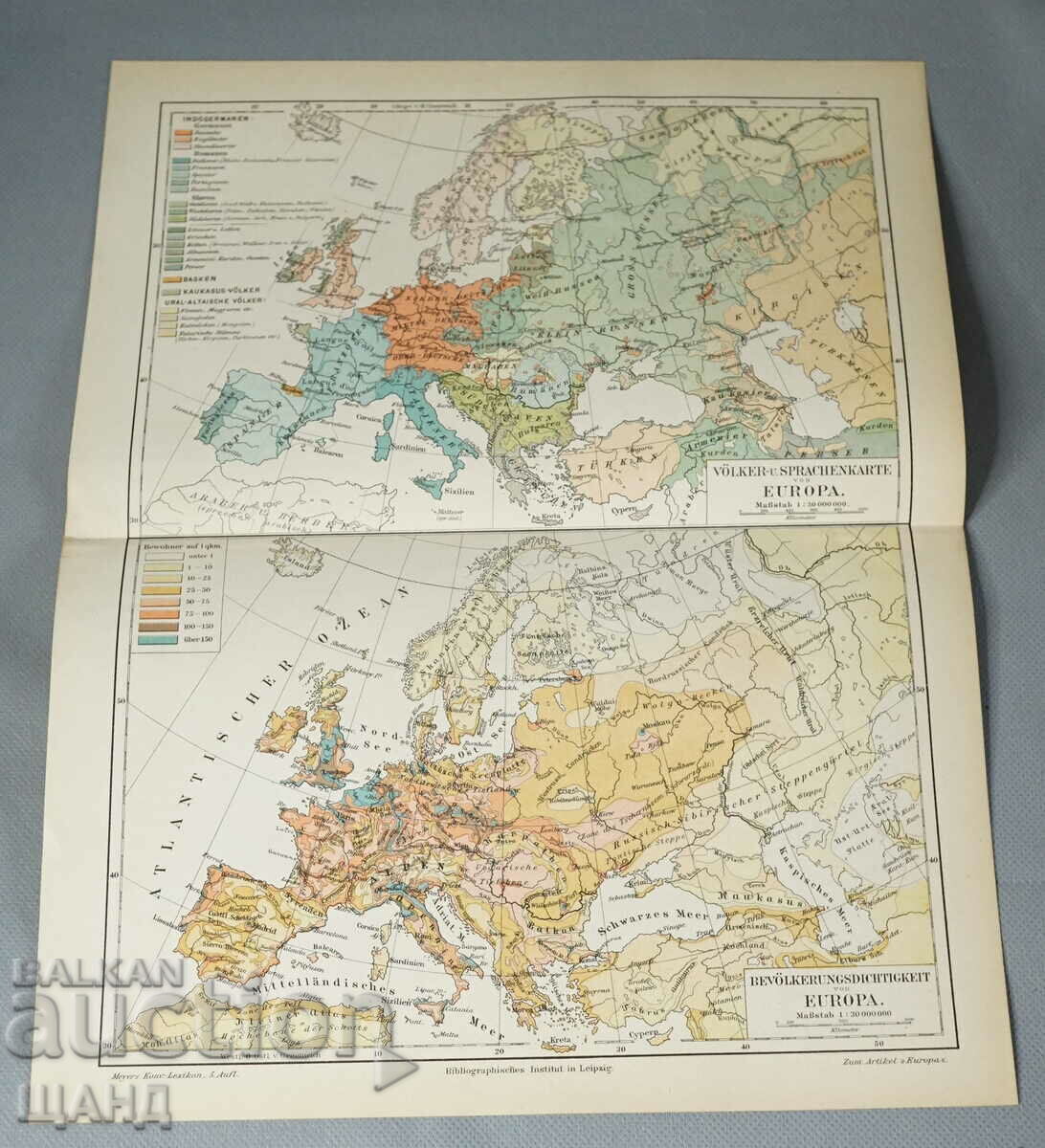 1900 Карта Литография на Европа 1;30 000 000