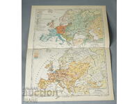 1900 Карта Литография на Европа 1;30 000 000